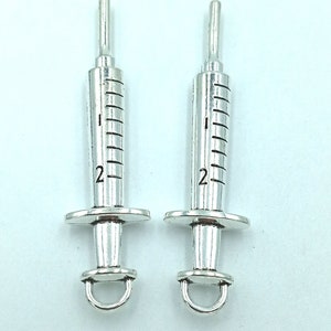 5PCS Syringe charms pendant62x6mm Antique silver DIY jewelry handmade base material image 6