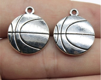 5pcs Basketball charms pendant 21x18mm antique silver DIY jewelry handmade base material