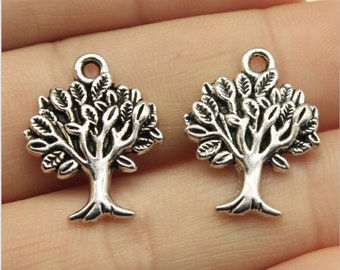 20pcs Tree Charms Pendant 16x22mm Antique Silver/Antique Bronze DIY Jewelry Making Ornament Accessories