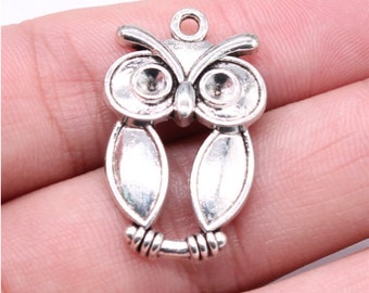 5pcs Owl charms pendant 19x30mm antique silver DIY jewelry handmade base material