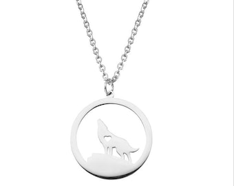 Stainless steel Starry sky wolf pendant necklace---2 colors free choice