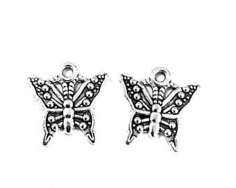 20 Stück Schmetterling-Charms-Anhänger --- 16 x 17 mm, Antiksilber, Basismaterial für DIY-Bastelarbeiten