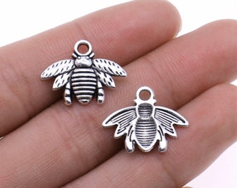 30pcs Bee charms pendant---21x16mm Antique silver/Antique bronze DIY jewelry handmade base material