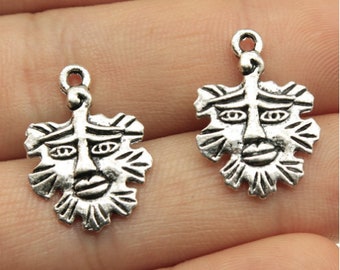 20 pezzi Ciondolo a forma di foglia di uomo verde --- 22 x 16 mm Materiale di base per gioielli fai da te in argento antico fatto a mano