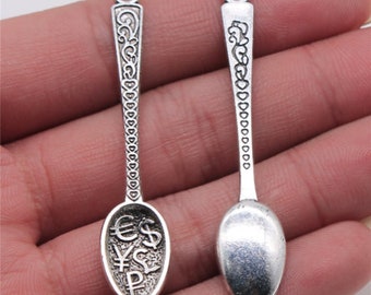 5pcs Dollar Spoon Charms Money Spoon Pendant 57x12mm Antique Silver DIY Jewelry Making Ornament Accessories