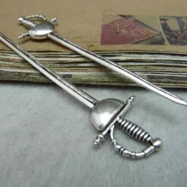 10pcs Rapier Charms Sword Accessories 25x85mm Antique Silver DIY Jewelry Making Base Material