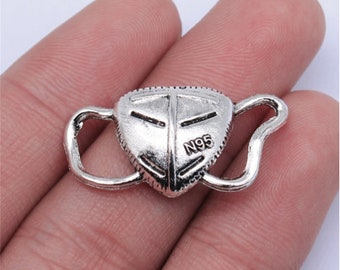 10pcs Face Mask Charms 15x31mm Antique Silver DIY Jewelry Making Base Material