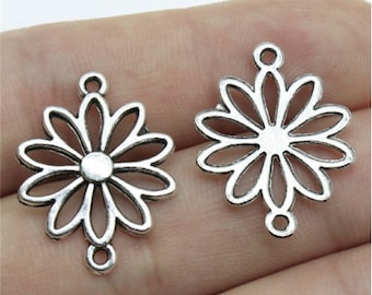 20pcs Flower link charms---25x19mm Antique silver/Antique bronze DIY Jewelry Making Base Material
