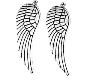 5pcs Wings of angel charms pendant---47x15mm Antique silver DIY jewelry handmade base material