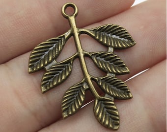 10pcs Leaves charms pendant 35x28mm Antique bronze DIY jewelry handmade base material