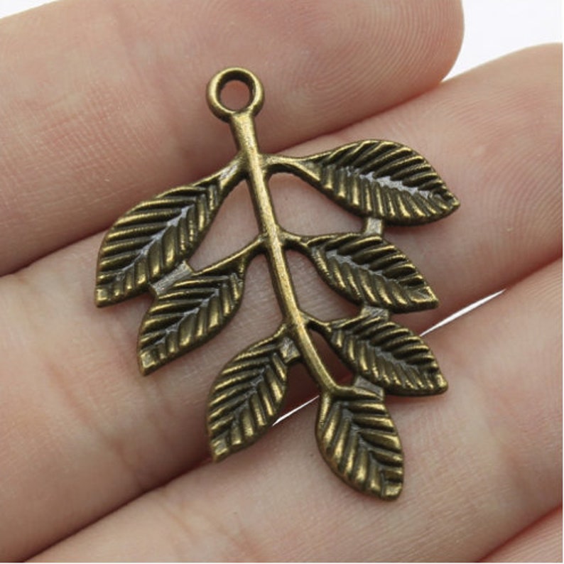 10pcs Leaves charms pendant 35x28mm Antique bronze DIY jewelry handmade base material Antique Bronze