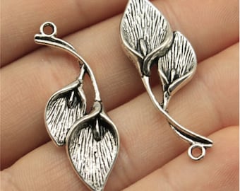 20pcs Calla Lily Charms Pendant 15x38mm Antique Silver DIY Jewelry Making Ornament Accessories