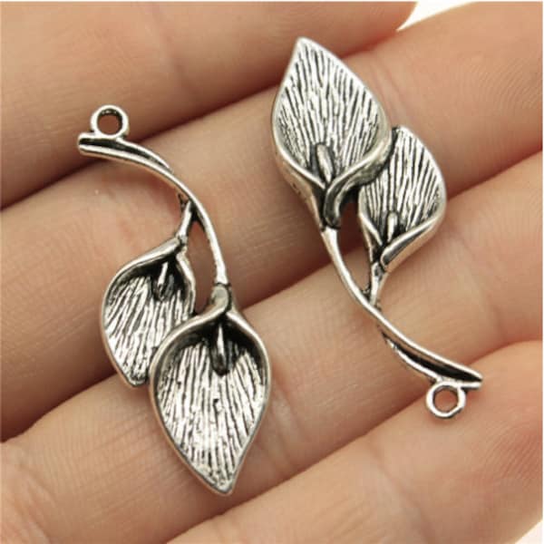 20pcs Calla Lily Charms Pendant 15x38mm Antique Silver DIY Jewelry Making Ornament Accessories