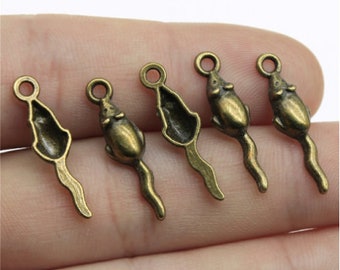 50 Stück Maus Charms Anhänger 24x6mm Antike Bronze/Antik Silber DIY Schmuck handgemachtes Grundmaterial