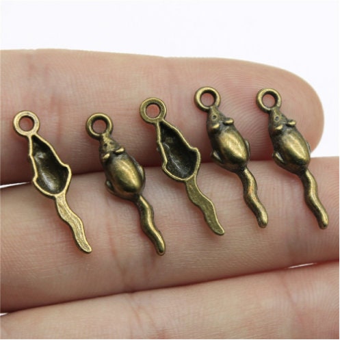50pcs Mouse Charms For Jewelry Making - Antique Silver 24mm Pendant Charms