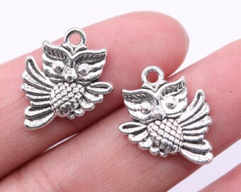 10pcs Owl charms pendant 17x19mm Antique Silver DIY jewelry handmade base material