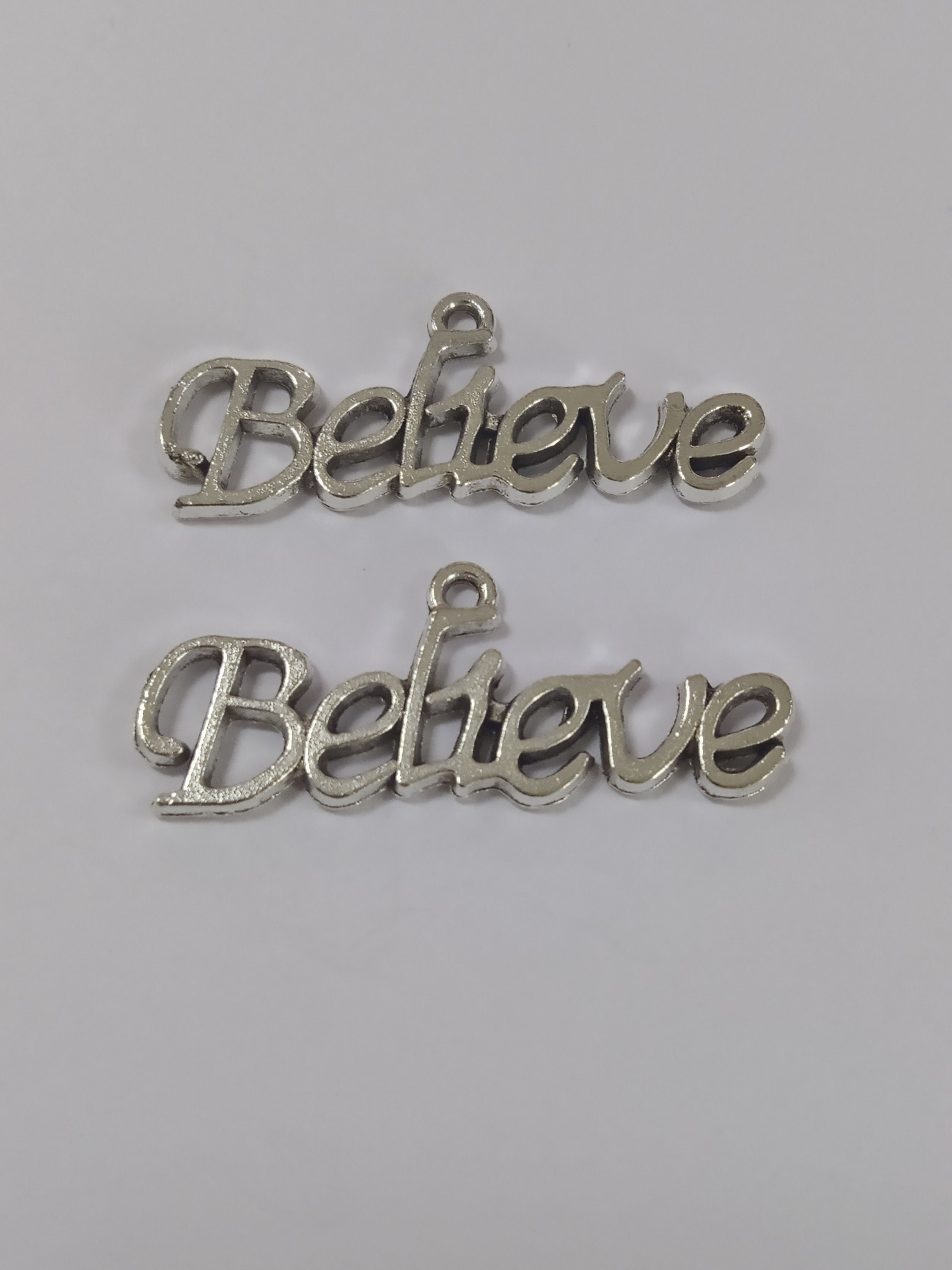 30PCS Believe Charms Pendant---33x13mm Antique Silver DIY Jewelry ...