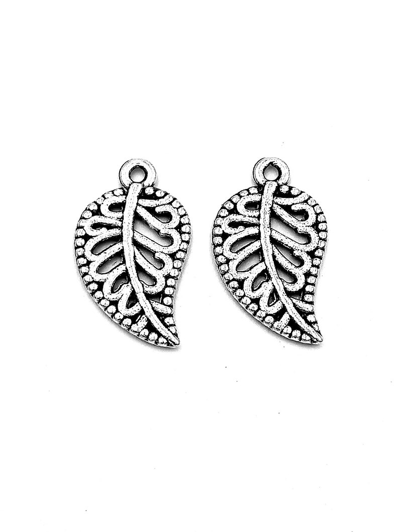 50pcs leaves charms pendant---18x10mm Antique silver DIY jewelry handmade base material