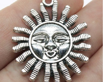 5pcs Sun God Charms Helios Pendant 30x34mm Antique Silver/Antique Bronze DIY Jewelry Making Ornament Accessories