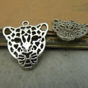 20pcs Leopards Charms Pendant 26x28mm Antique Bronze/Antique Silver DIY Jewelry Making Ornament Accessories Antique silver