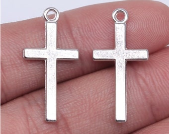 20 Stück Kreuz Charms Anhänger --- 13x17mm Antikes Silber DIY Schmuck handgemachtes Grundmaterial