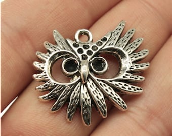 5pcs Owl charms pendant 26x30mm antique silver DIY jewelry handmade base material