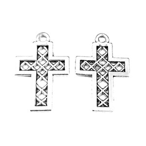 30pcs Cross charms pendant---24x16mm Antique silver DIY jewelry handmade base material