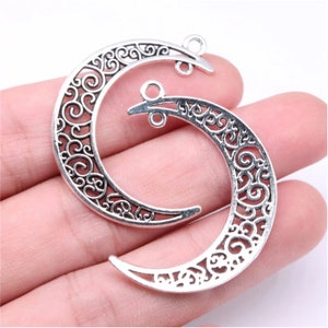 10pcs Charms 41x35mm Crescent Moon Connector Charms Antique Silver/Bronze For Jewelry Making DIY Jewelry Findings Alloy Charms Pendant