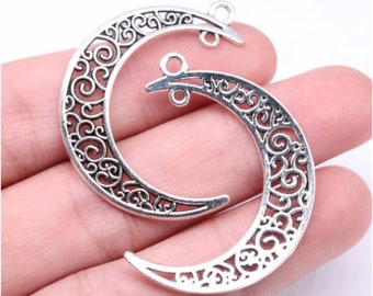 10st bedels 41x35mm Crescent Moon Connector Charms Antiek Zilver/Brons Voor Sieraden Maken DIY Sieraden Bevindingen Legering Charms Hanger