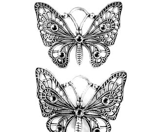 5pcs Butterfly charms pendant---48x38mm Antique silver DIY jewelry handmade base material