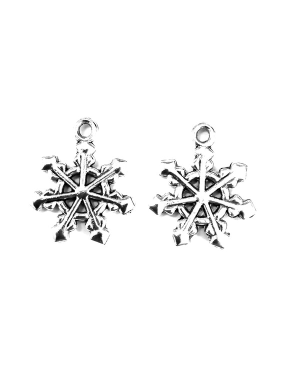 6 Ciondoli Fiocco Di Neve In Argento Antico – Vintage – Per Gioielli Fai Da Te, Bracciali E Collane – 24mm