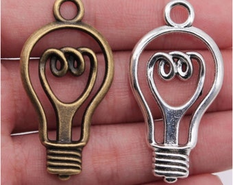 5pcs Electric Bulb Charms Pendant--- 46x24mm antique silver/antique bronze jewelry making findings