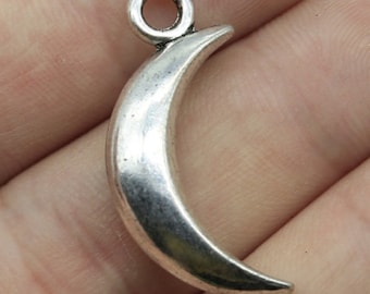 5pcs Moon charms pendant 31x14mm Antique silver/Antique bronze DIY jewelry handmade base material