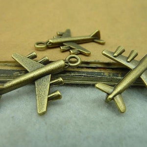 20pcs Aircraft Charms Plane Pendant 22x28mm Bronze DIY Jewelry Making Ornament Accessories image 1