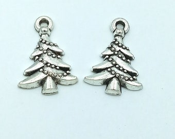 30pcs Christmas tree charms pendant---21x14mm Antique silver DIY jewelry handmade base material