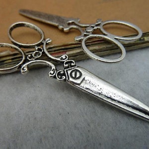 10pcs Tailor Scissors Charms pendant---24x60mm Antique Silver