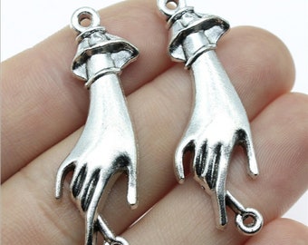 10pcs Palm charms link---45x14mm antique silver DIY Material For Jewelry Making