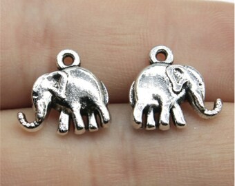 15pcs Elephants charms pendant---14x14mm Antique silver DIY jewelry handmade base material