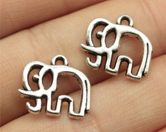 25 Stück Elefanten Charme Anhänger --- 14x16mm Antikes Silber DIY Schmuck handgemachtes Grundmaterial