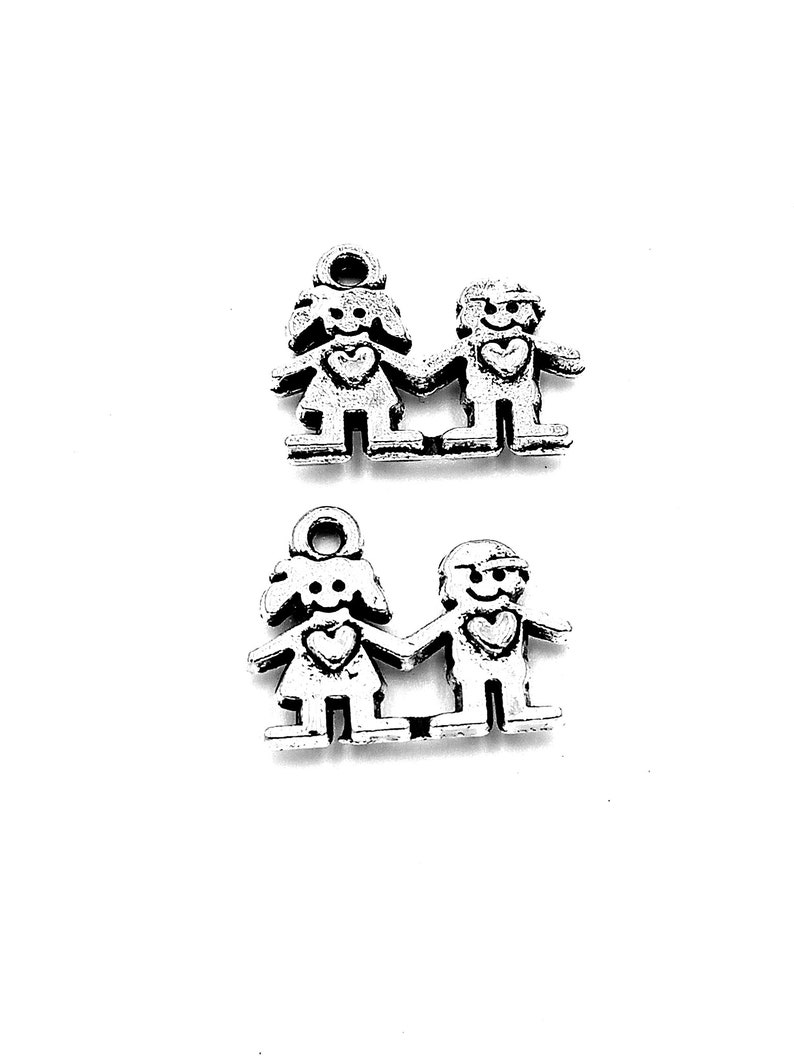 --14x11mm Antique silver DIY jewelry handmade base material 25pcs Lovers charms pendant