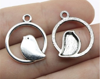 20pcs bird charms pendant---20mm Antique silver DIY jewelry handmade base material