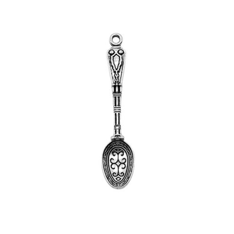 10pcs Spoon charms pendant10x48mm Antique silver DIY jewelry handmade base material image 2