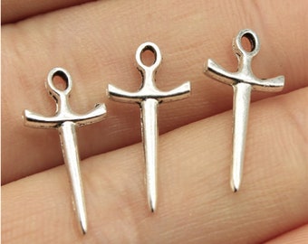 50pcs Daggers charms pendant---21x10mm Antique silver DIY jewelry handmade base material