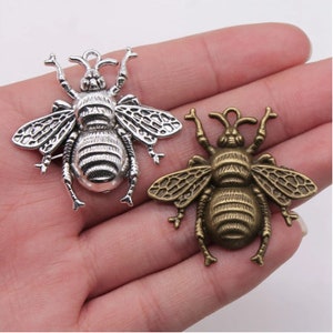 10pcs Bee Honeybee Charms Wasp Pendant 35x40mm Antique Silver/Antique Bronze DIY Jewelry Making Ornament Accessories
