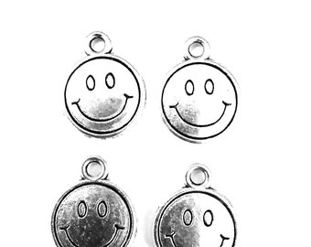 30pcs Smiling face charms pendant---12mm Antique silver DIY jewelry handmade base material