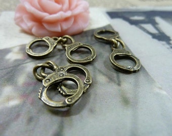 20pcs Handcuffs Charms 11x30mm Antique Bronze DIY Jewelry Making Base Material