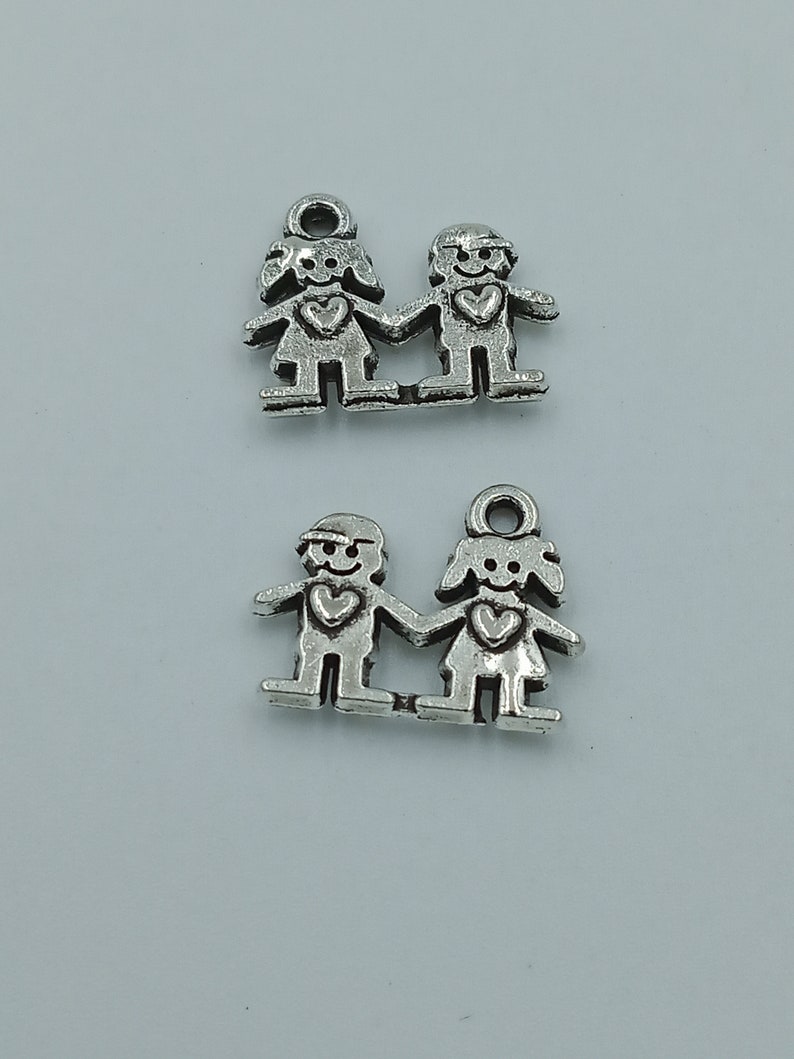 --14x11mm Antique silver DIY jewelry handmade base material 25pcs Lovers charms pendant