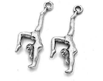 50pcs Gymnast charms pendant---30x11mm Antique silver DIY jewelry handmade base material