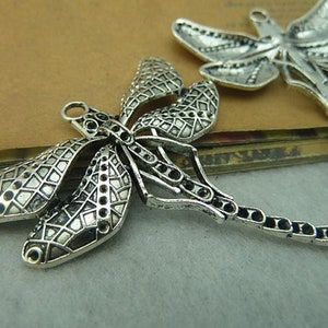 10pcs 50x55mm Antique Libellule Pendentif Charm image 3