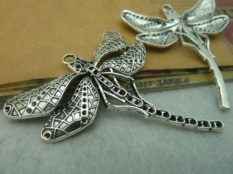 10pcs Dragonfly Charms Pendant 50x55mm Antique Silver DIY Jewelry Making Ornament Accessories image 3